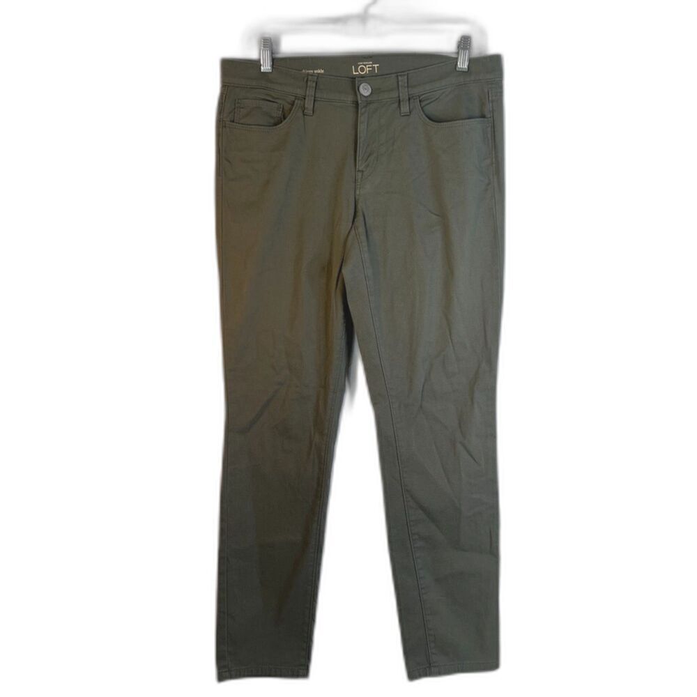 Ann Taylor Loft Modern Skinny Ankle Pant Lightweight Cotton Size 28/6 Green